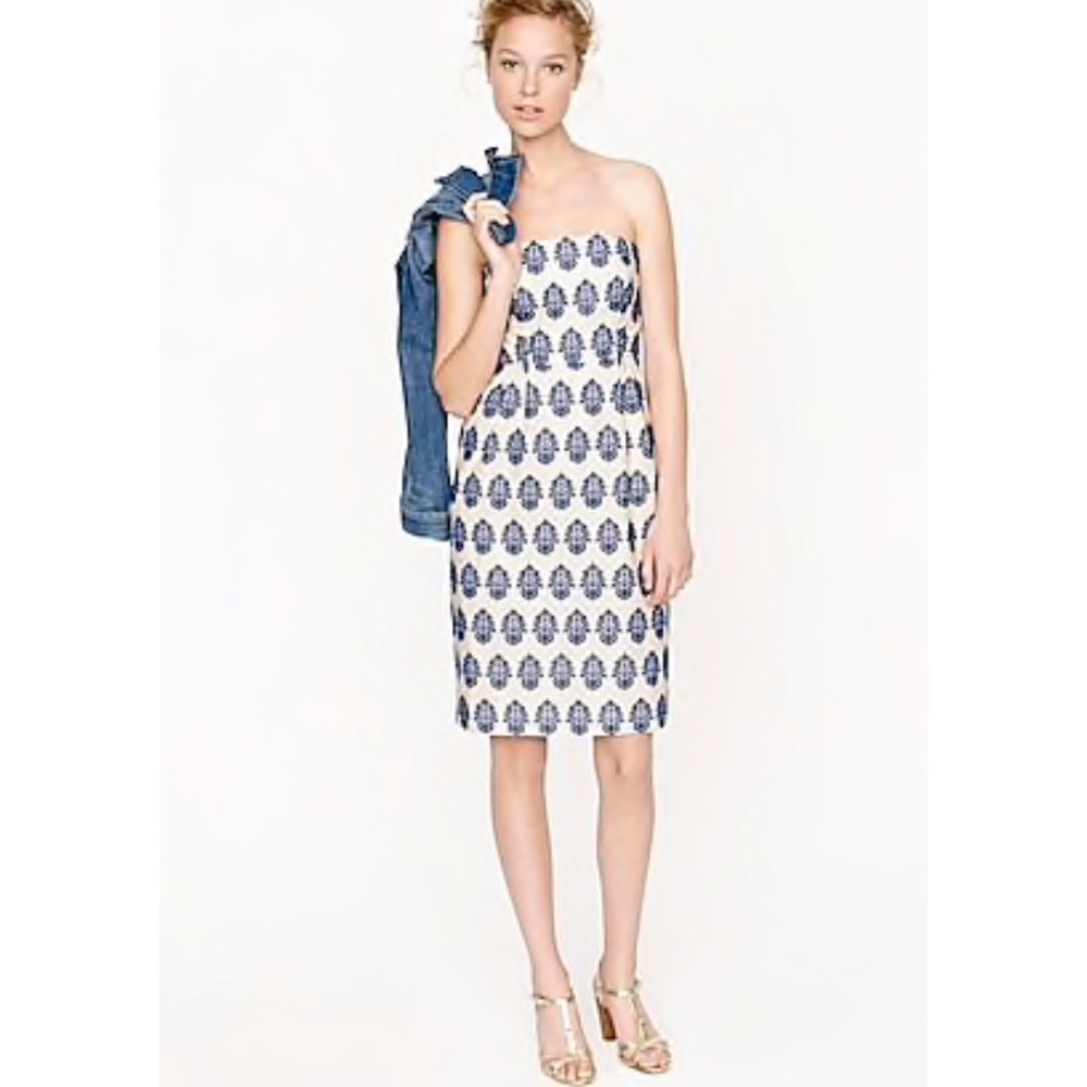 J. Crew Filigree-Embroidered Strapless Beach Dress - Picture 1 of 11